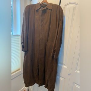 Mens Vintage Paul Stuart Suede Dress Trench Coat with Genuine Fur Lining